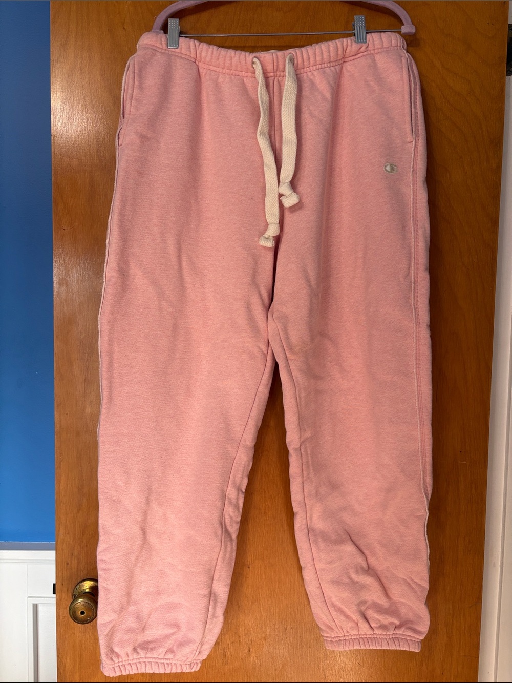 Champion Pink Jogger Sweatpants with Cream Drawstring